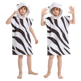Rainleaf Surf Poncho Kids Changing Towel Quick Dry Pool Swim Beach Towel with Hood and Front Pocket Warm and Soft Microfiber Robe Towel -S(19"X29")