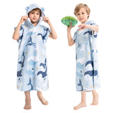Rainleaf Surf Poncho Kids Changing Towel Quick Dry Pool Swim Beach Towel with Hood and Front Pocket Warm and Soft Microfiber Robe Towel -M(25"X37")