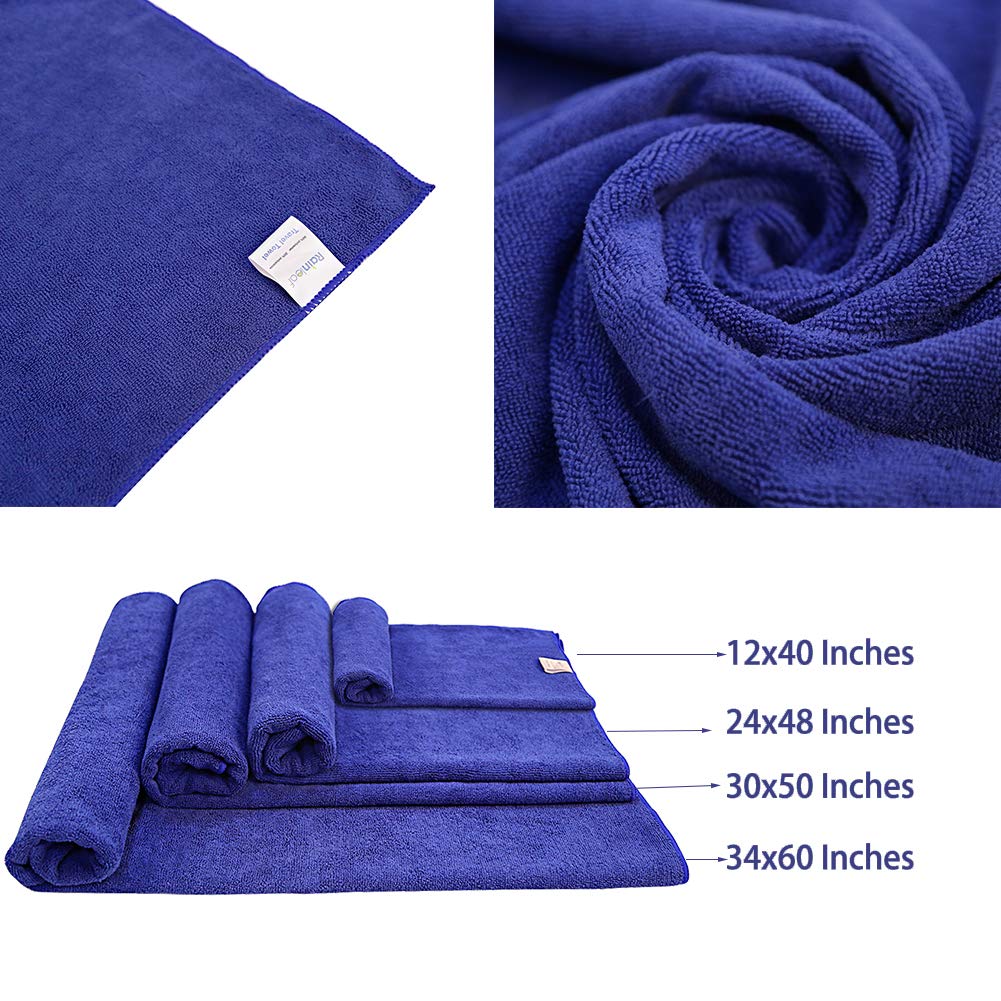 Rainleaf Microfiber Travel Towel Quick Dry Swimming Towel  Ultra-Compact,Super Absorbent,Washcloths for Bathroom,  Shower,Camping,Backpacking-Blue