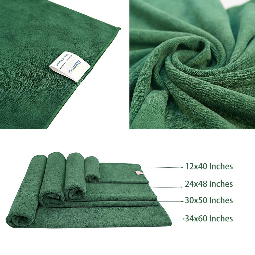 Super Soft Deluxe Green Microfiber Towels with Rolled Edges, 3 Pack