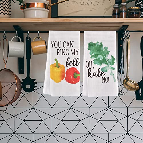 Rainleaf 4 Pack Waffle Funny Kitchen Towels,Absorbent Dishcloths Sets,Cute  Waffle Weave Towel as Decorative Dish Towels,Hand Towels,Flour Sack Tea