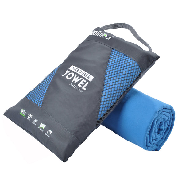 Rainleaf Microfiber Towel Perfect Sports & Travel &Beach Towel. Fast Drying - Super Absorbent - Ultra Compact. Suitable for Camping, Gym, Beach, Swimming, Backpacking.Blue