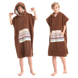 Rainleaf Surf Poncho Kids Changing Towel Quick Dry Pool Swim Beach Towel with Hood and Front Pocket Warm and Soft Microfiber Robe Towel -S(19"X29")