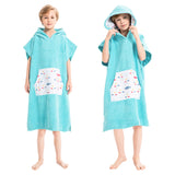 Rainleaf Surf Poncho Kids Changing Towel Quick Dry Pool Swim Beach Towel with Hood and Front Pocket Warm and Soft Microfiber Robe Towel -S(19"X29")