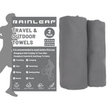 Rainleaf 2 Pack Microfiber Towel, Quick Dry Towel, Super Absorbent Ultra Compact Lightweight Travel Towel for Camping, Gym, Swimming, Hiking