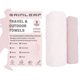 Rainleaf 2 Pack Microfiber Towel, Quick Dry Towel, Super Absorbent Ultra Compact Lightweight Travel Towel for Camping, Gym, Swimming, Hiking