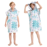Rainleaf Surf Poncho Kids Changing Towel Quick Dry Pool Swim Beach Towel with Hood and Front Pocket Warm and Soft Microfiber Robe Towel -S(19"X29")