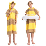 Rainleaf Surf Poncho Kids Changing Towel Quick Dry Pool Swim Beach Towel with Hood and Front Pocket Warm and Soft Microfiber Robe Towel -S(19"X29")