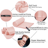 Rainleaf Microfiber Towel Perfect Travel & Sports &Camping Towel.Fast Drying - Super Absorbent - Ultra Compact.Suitable for Backpacking,Gym,Beach,Swimming,Yoga-Pale Rose