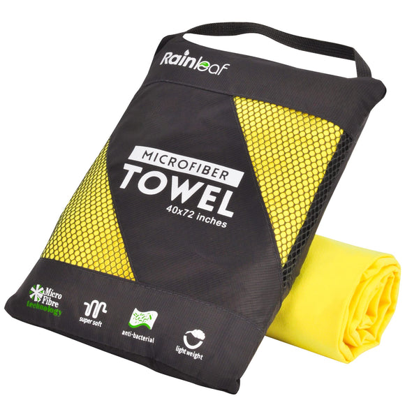 Rainleaf Microfiber Towel Perfect Travel & Sports &Camping Towel.Fast Drying - Super Absorbent - Ultra Compact.Suitable for Backpacking,Gym,Beach,Swimming,Yoga-Yellow