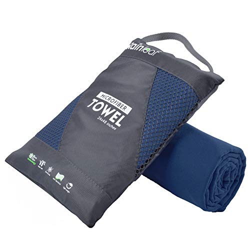 Rainleaf Microfiber Towel Perfect Travel & Sports &Beach Towel. Fast Drying - Super Absorbent - Ultra Compact. Suitable for Camping, Backpacking,Gym, Beach, Swimming,Yoga-NAVY