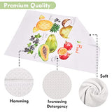Rainleaf 4 Pack Waffle Funny Kitchen Towels,Absorbent Dishcloths Sets with Saying,Waffle Weave Towel,Hand Towels,Flour Sack Tea Towels Birthday,Housewarming Gift-Fruits Set