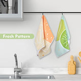 Rainleaf 4 Pack Waffle Funny Kitchen Towels,Absorbent Dishcloths Sets With Saying,Cute Waffle Weave Towel as Decorative Dish Towels, Hand Towels,Flour Sack Tea Towels Birthday,Housewarming Gift-Fruits