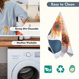 Rainleaf 4 Pack Waffle Funny Kitchen Towels,Absorbent Dishcloths Sets with Saying,Cute Waffle Weave Towel as Decorative Dish Towels, Hand Towels,Flour Sack Tea Towels-Sunflower