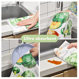 Rainleaf 4 Pack Waffle Funny Kitchen Towels,Absorbent Dishcloths Sets with Saying,Waffle Weave Towel,Hand Towels,Flour Sack Tea Towels Birthday,Housewarming Gift-Fruits Set