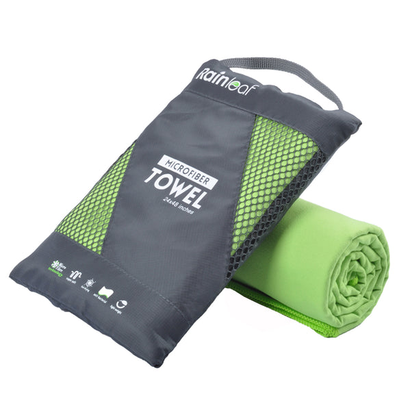 Rainleaf Microfiber Towel Perfect Sports & Travel &Beach Towel. Fast Drying - Super Absorbent - Ultra Compact. Suitable for Camping, Gym, Beach, Swimming, Backpacking.Green