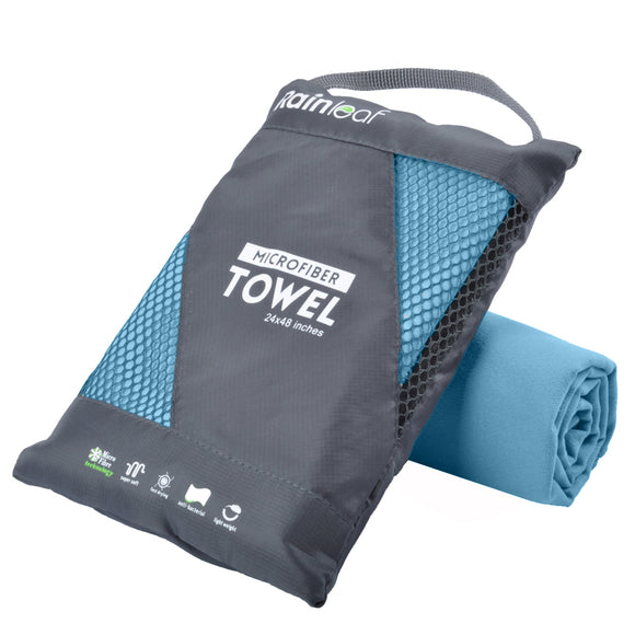 Rainleaf Microfiber Towel Perfect Sports & Travel &Beach Towel. Fast Drying - Super Absorbent - Ultra Compact. Suitable for Camping, Gym, Beach, Swimming, Backpacking.Marine Blue